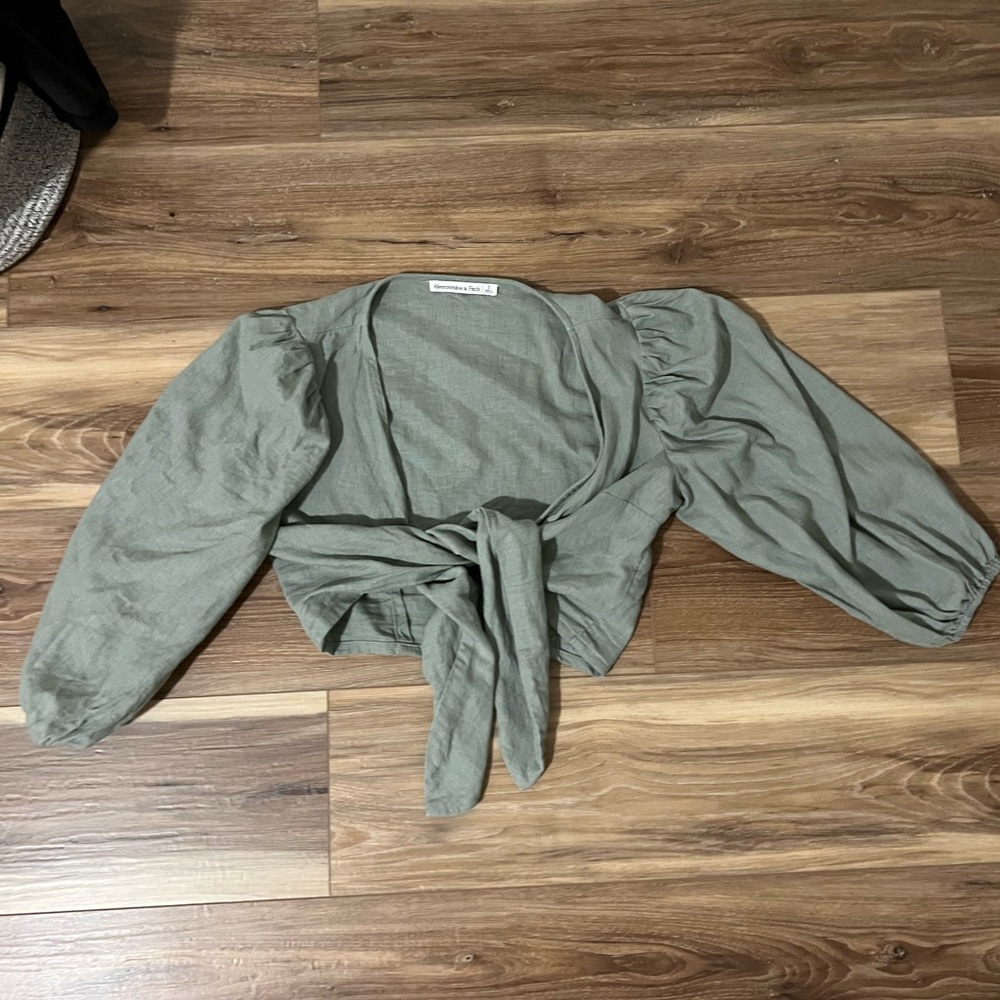 Abercrombie Sage green tie top